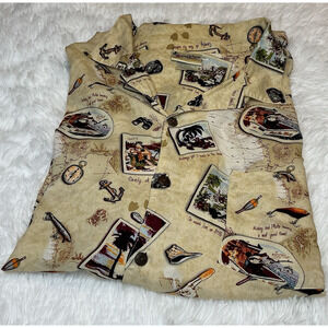 Vintage Walt Disney World 3xl Men Button Down Short Sleeve Shirt